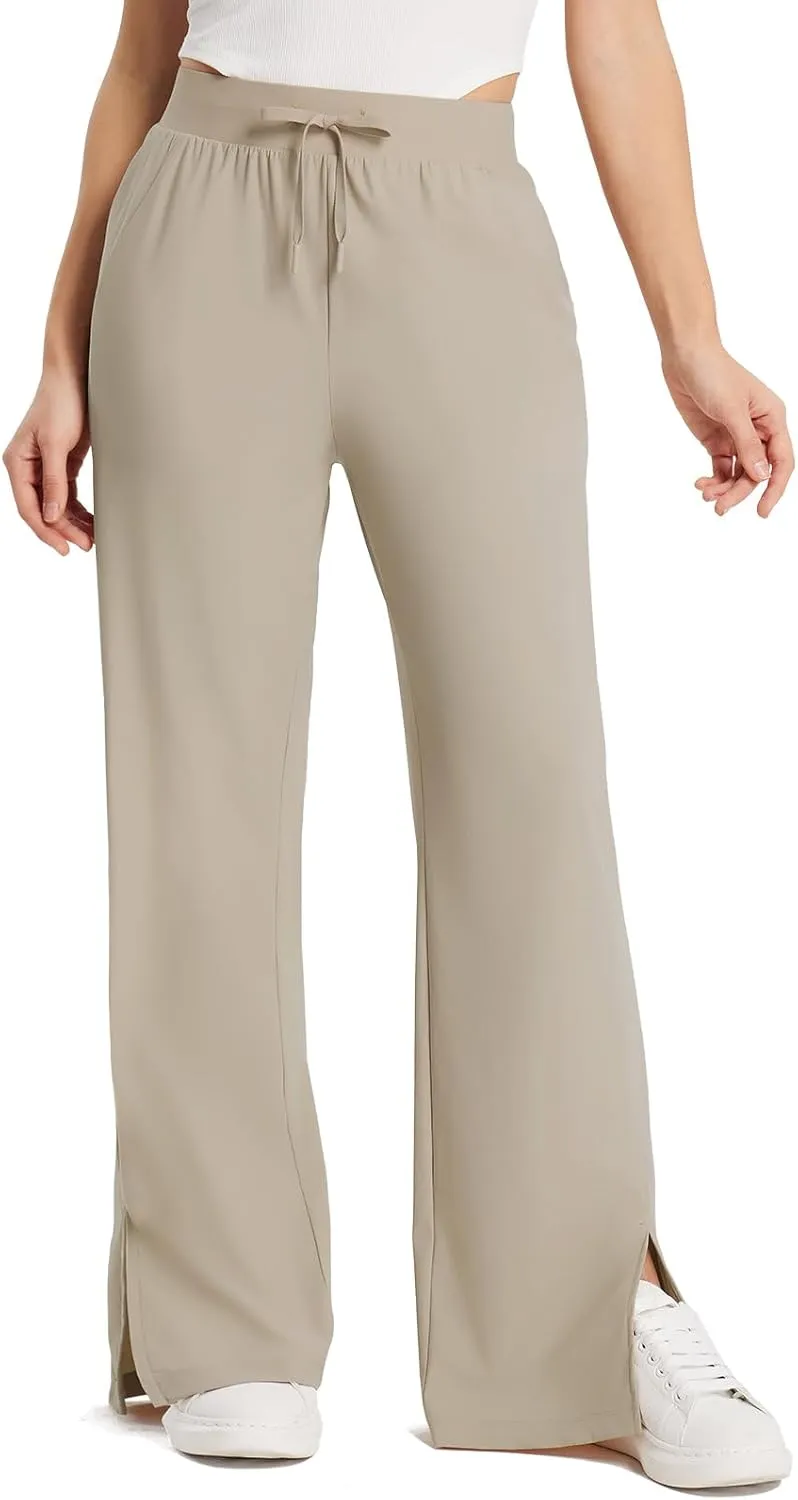 baleaf Women's Wide Leg Sweatpants Loose Drawstring Lounge Yoga Pants with Pocket High Waist Dress Pants UPF50  Causal Summer