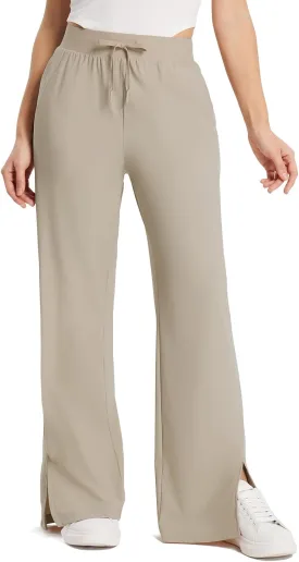 baleaf Women's Wide Leg Sweatpants Loose Drawstring Lounge Yoga Pants with Pocket High Waist Dress Pants UPF50  Causal Summer