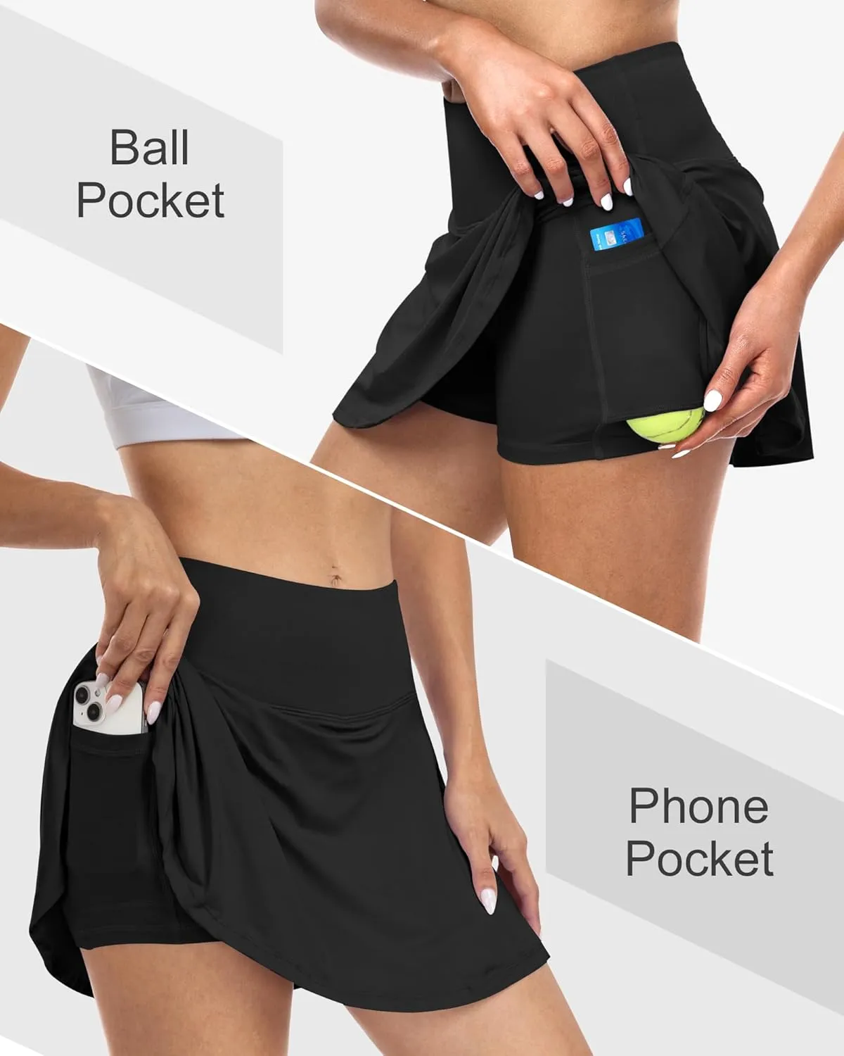 CHRLEISURE Women Tennis Golf Skirt with Pockets - High Waisted Crossover Golf Pleated Athletic Workout Dress Running Skort