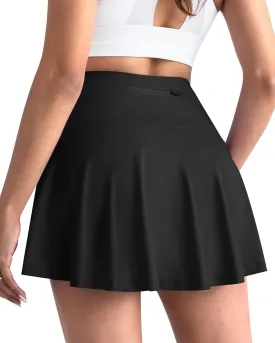 CHRLEISURE Women Tennis Golf Skirt with Pockets - High Waisted Crossover Golf Pleated Athletic Workout Dress Running Skort