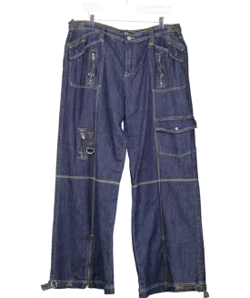 Jaded London Blue Hudson Pocket Detail Denim Cargo Trousers W34