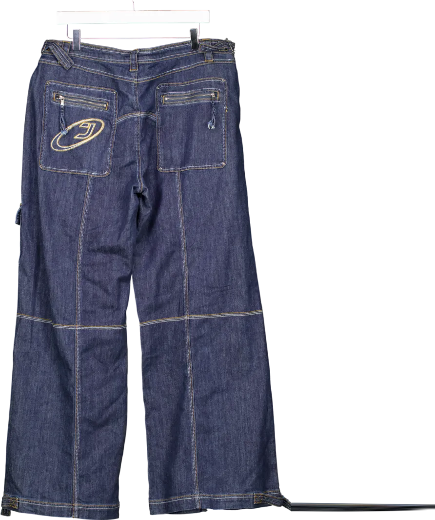 Jaded London Blue Hudson Pocket Detail Denim Cargo Trousers W34