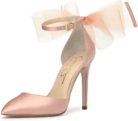 Jessica Simpson Womens Phindies Satin Bow Pumps