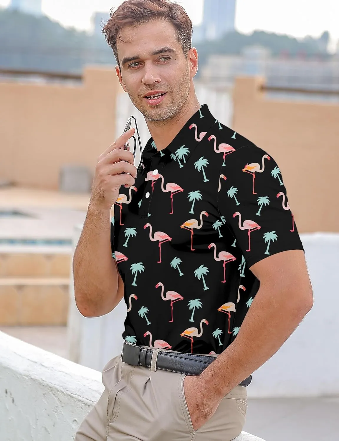 Mens Funny Golf Shirts for Men Polo Performance Moisture Wicking Dry Fit Shirt M-XXL