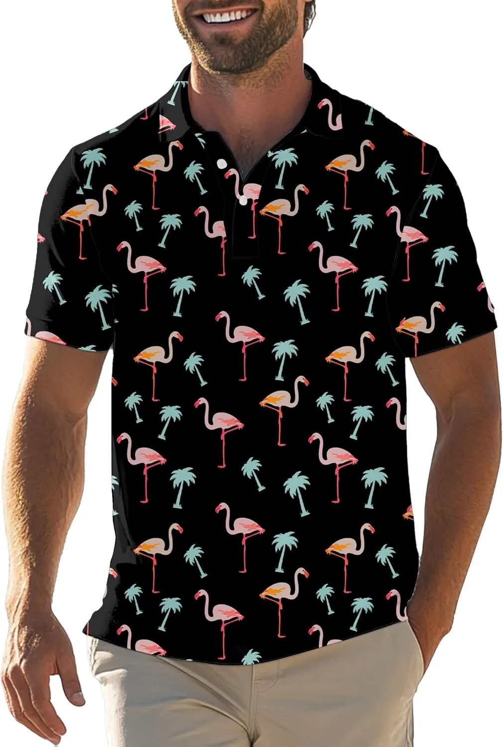 Mens Funny Golf Shirts for Men Polo Performance Moisture Wicking Dry Fit Shirt M-XXL