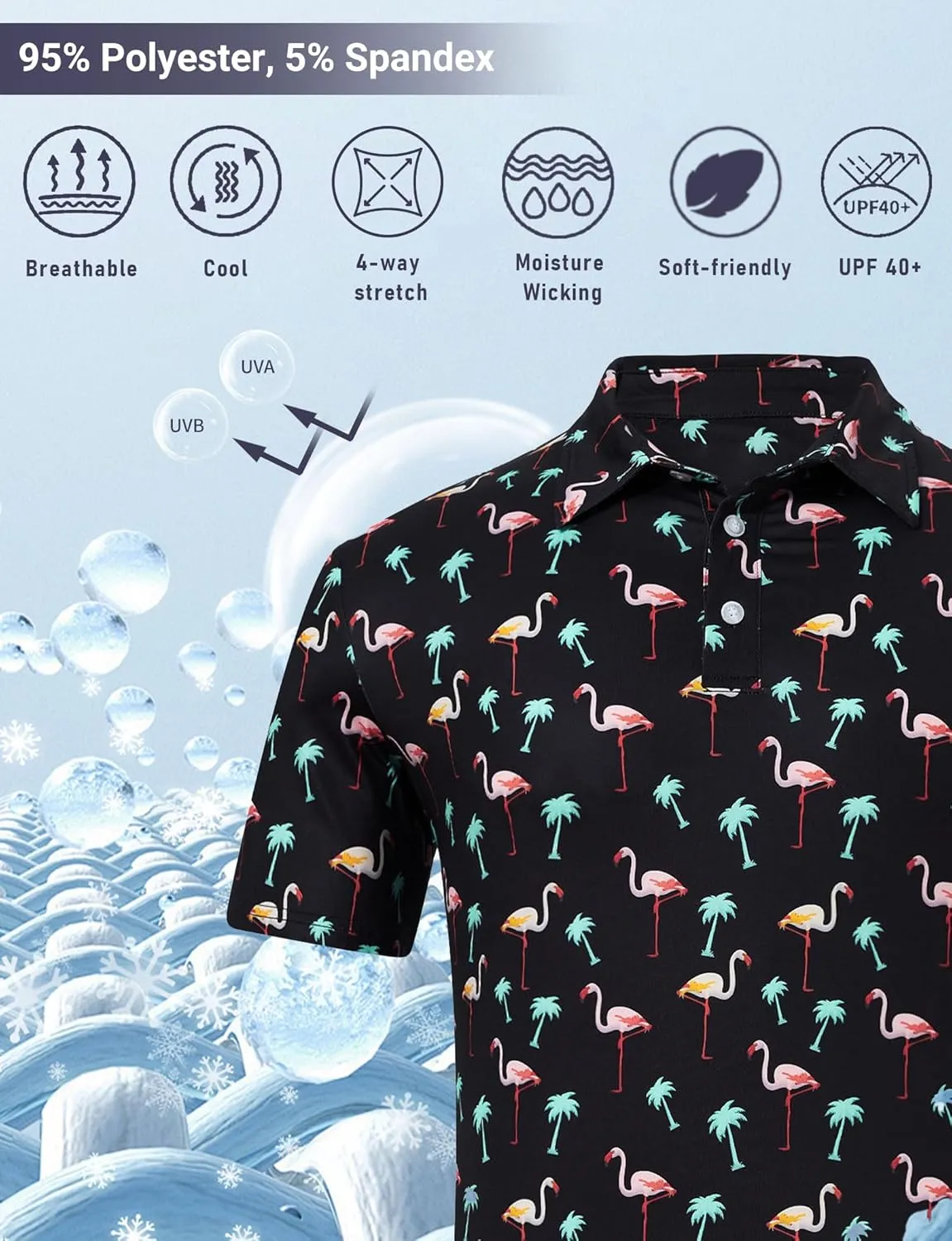 Mens Funny Golf Shirts for Men Polo Performance Moisture Wicking Dry Fit Shirt M-XXL