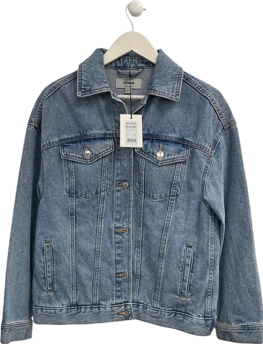 New Look Blue Oversized Denim Jacket UK 8