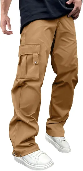 PLEPAN Men's Casual Cargo Pants Stretch Sweatpants Streetwear Trousers Hiking Drawstring Elastic Waist Workout Joggers