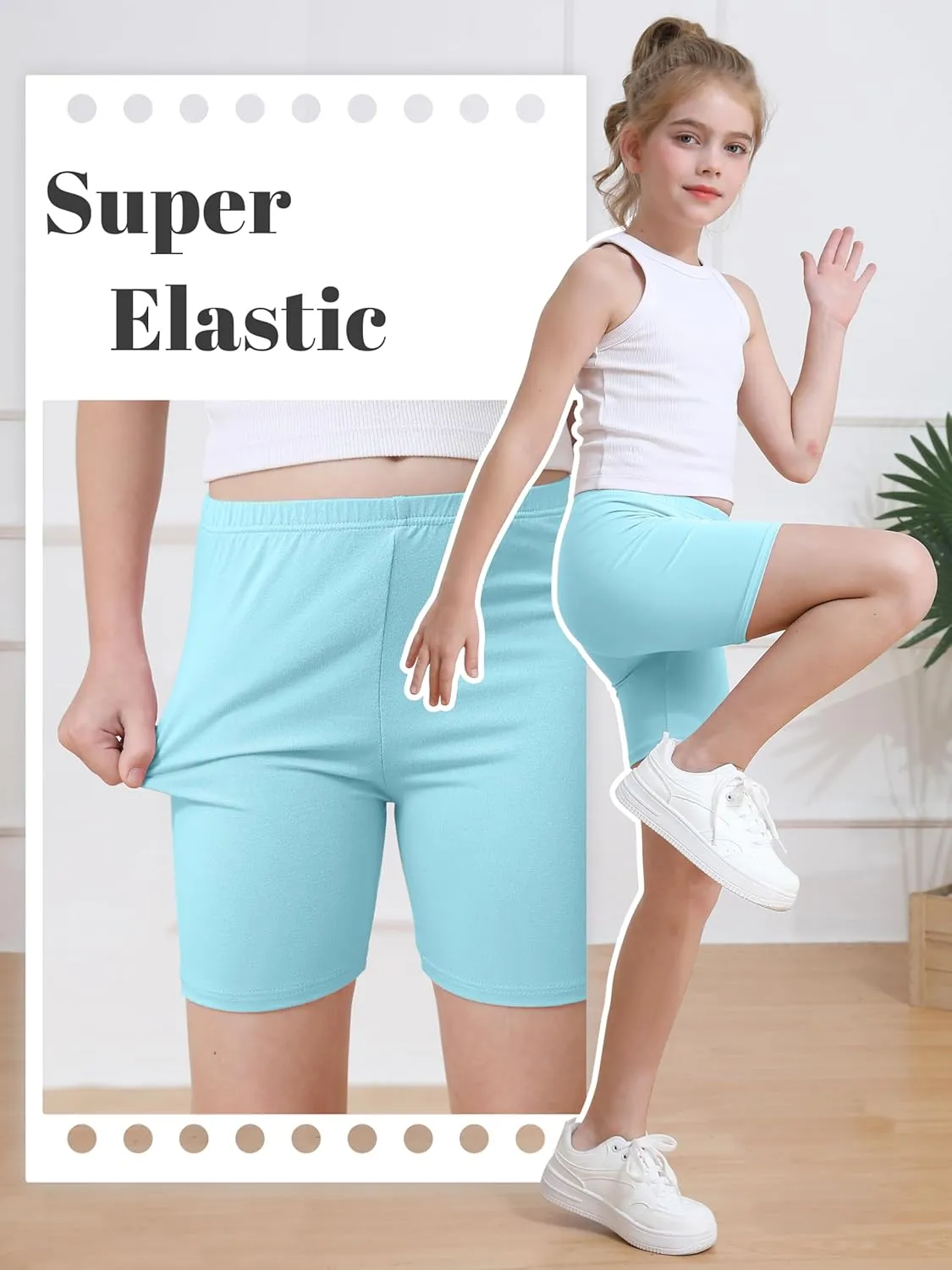 Resinta 6 Pack Girls Bike Shorts Under Dress Dance Cartwheel Shorts for Toddler Kids Summer Clothes Multicolor