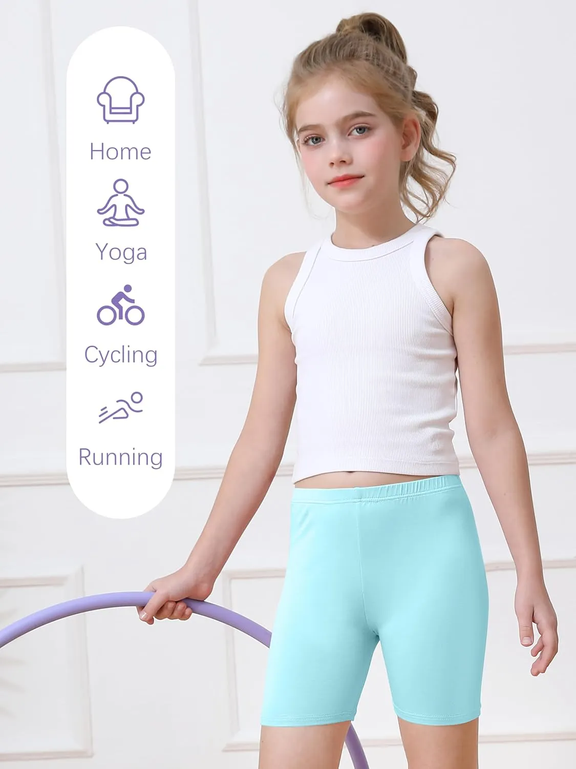 Resinta 6 Pack Girls Bike Shorts Under Dress Dance Cartwheel Shorts for Toddler Kids Summer Clothes Multicolor