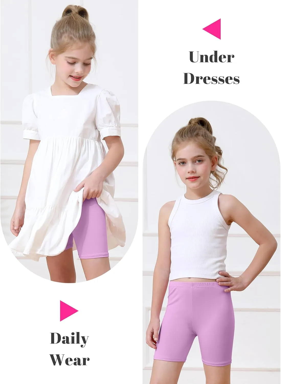 Resinta 6 Pack Girls Bike Shorts Under Dress Dance Cartwheel Shorts for Toddler Kids Summer Clothes Multicolor