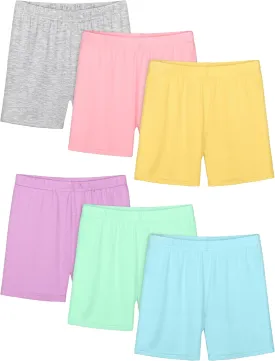 Resinta 6 Pack Girls Bike Shorts Under Dress Dance Cartwheel Shorts for Toddler Kids Summer Clothes Multicolor