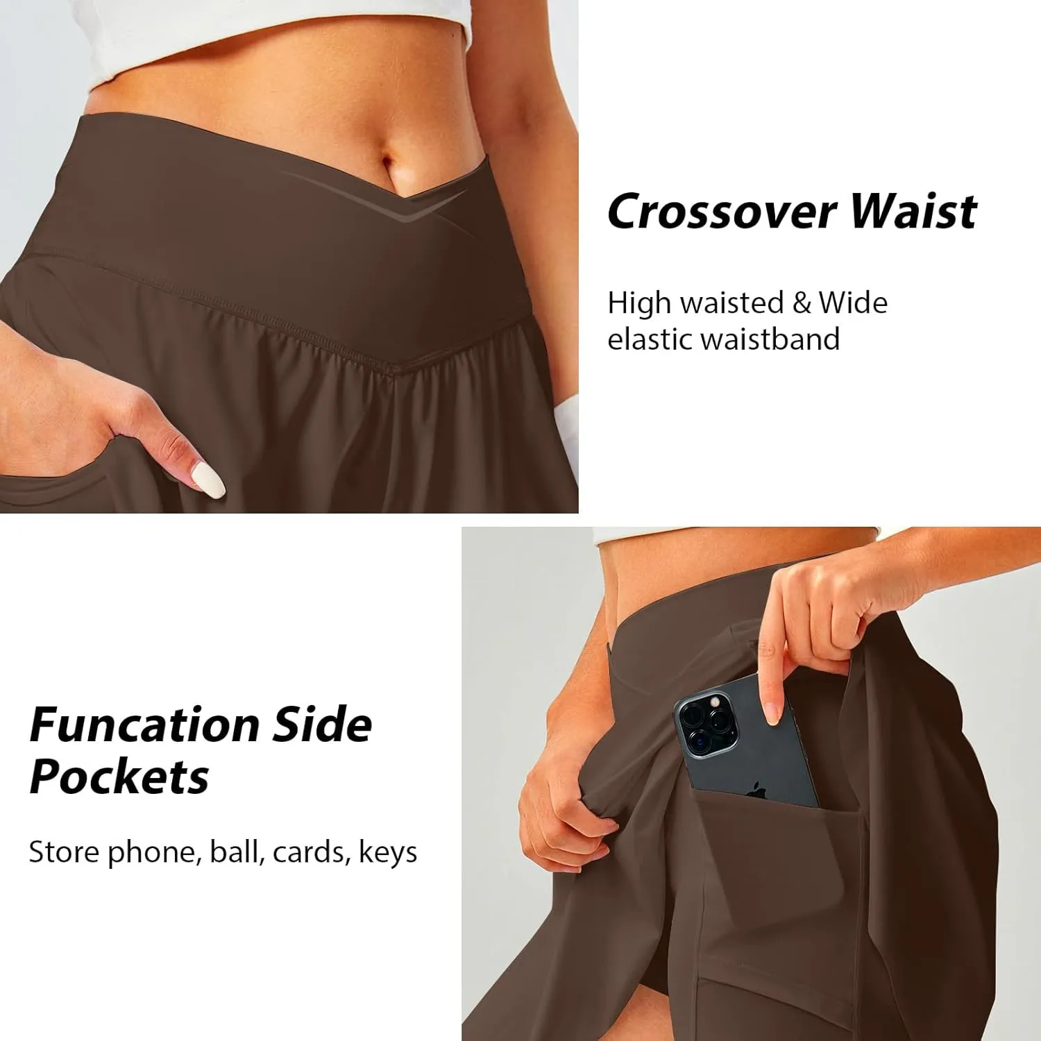 Womens Tennis Skirt with Pockets Shorts Crossover High Waisted Athletic Skorts Skirts for Golf Running Workout