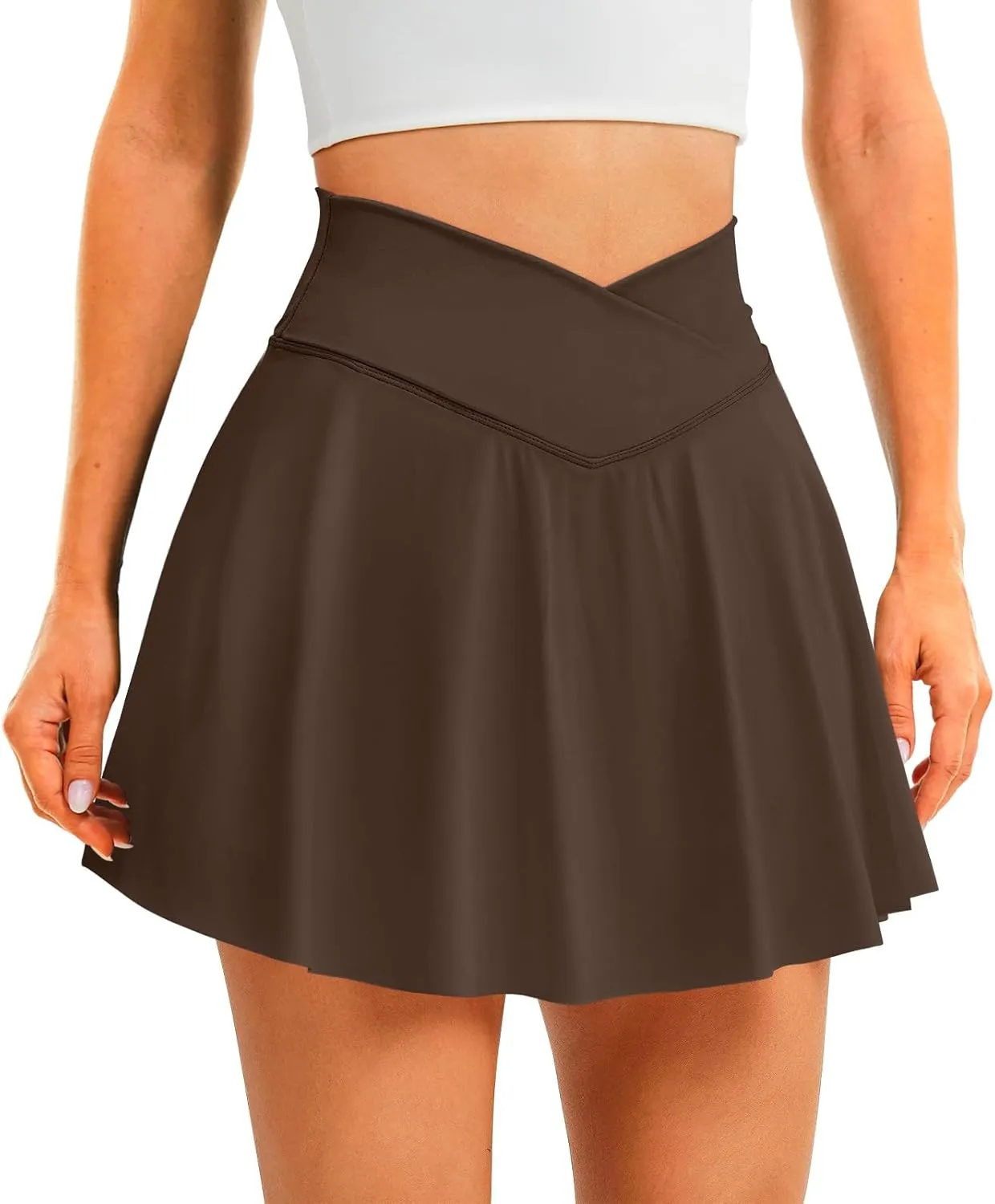 Womens Tennis Skirt with Pockets Shorts Crossover High Waisted Athletic Skorts Skirts for Golf Running Workout